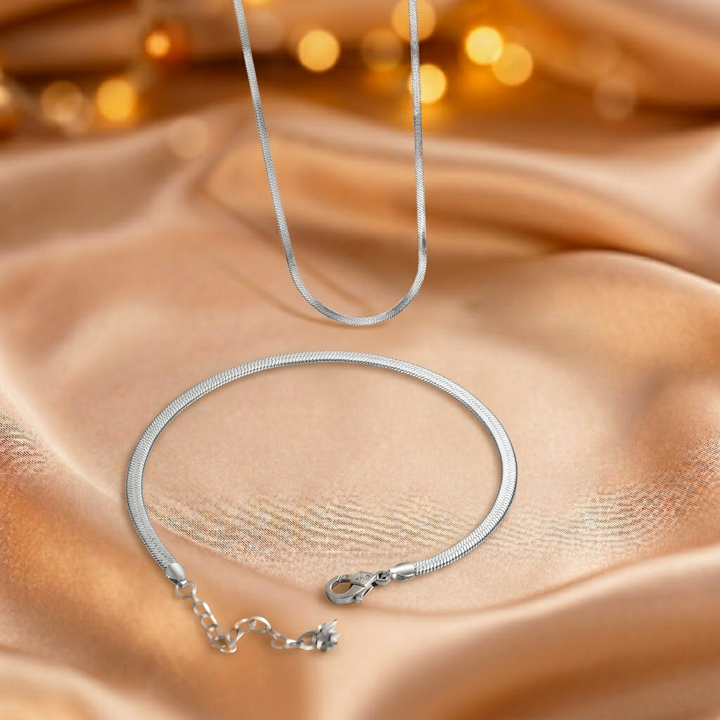 Zestaw biżuterii – Naszyjnik + Bransoletka Snake Chain