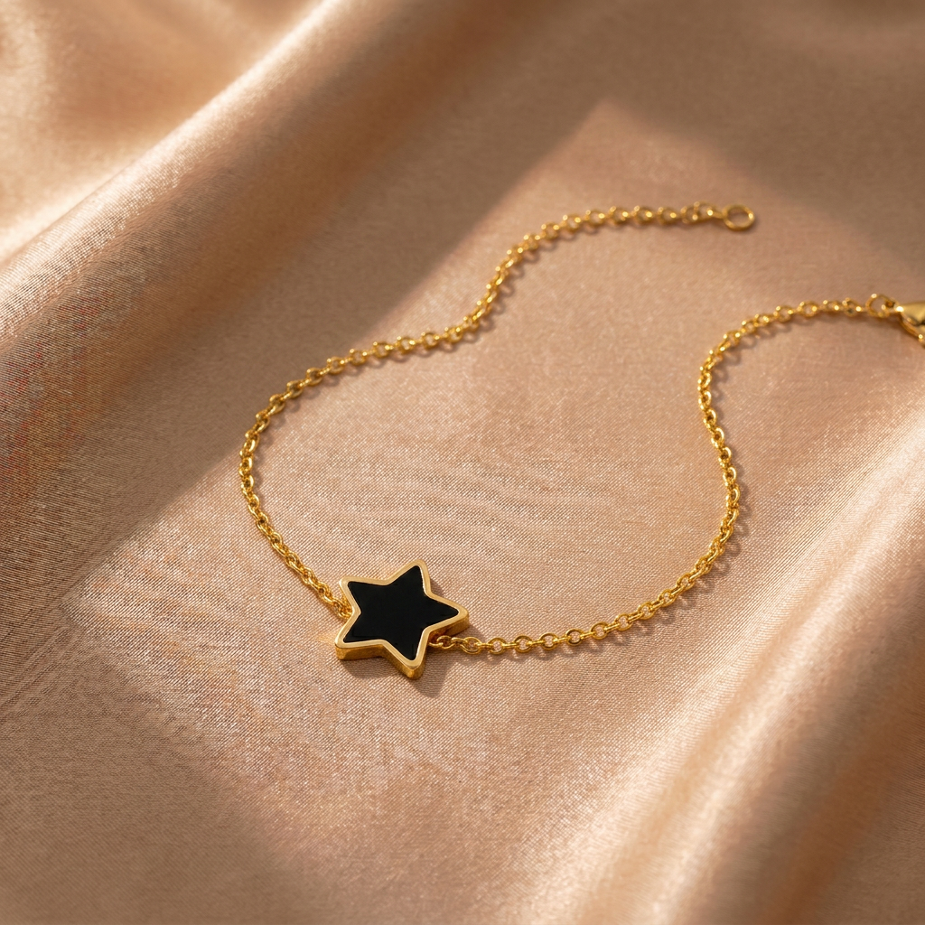 Złota bransoletka Czarna Gwiazdka – stal 316L