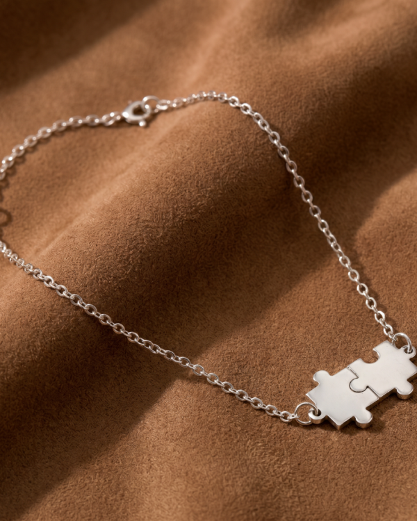 Srebrna bransoletka puzzle dwie części – stal chirurgiczna